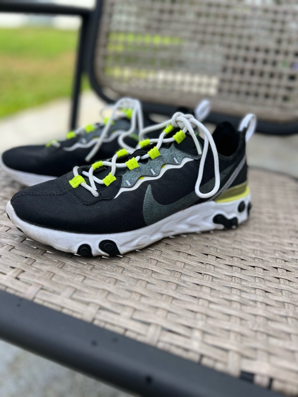 Nike React Element 55 SE in the Black/Lemon Venom colorway 8